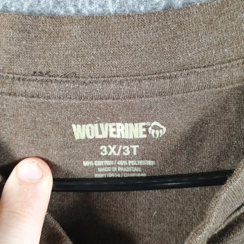 Wolverine Boots & Gear Henley Shirt Mens 3XL Brown hort Sleeve Pocket Buttons‎